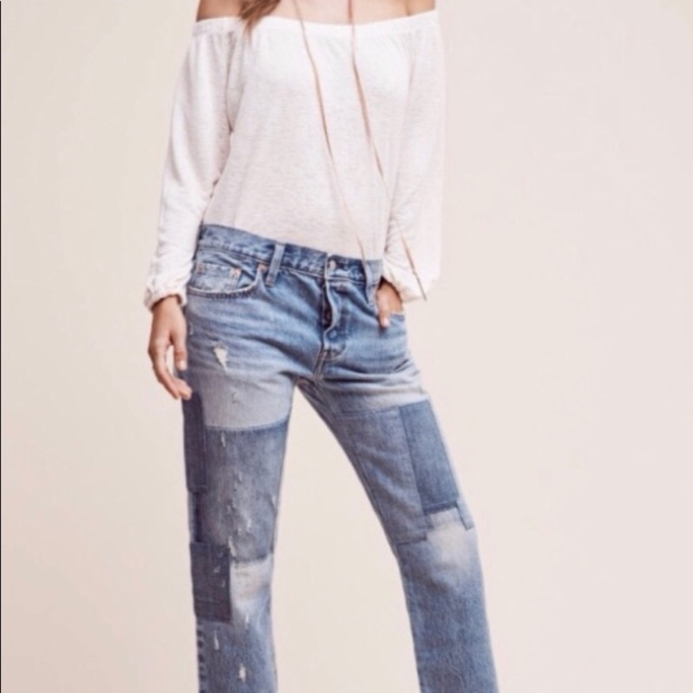Anthropologie Levi’s 501 Patched Jeans